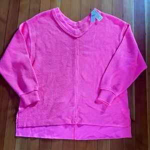 Hot pink Aerie ribbed v-neck pull over